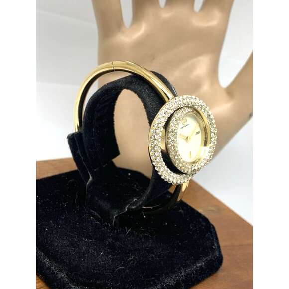 Tory Burch Women's Watch TBW7026 Cream Dial Quartz Bangle Swirl Gems Gold Steel - Picture 15 of 15